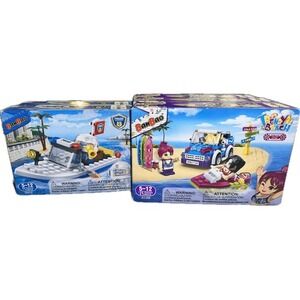 Lot of 5 BanBao Toy Sets 2 Police Boat and 3 Trendy Beach